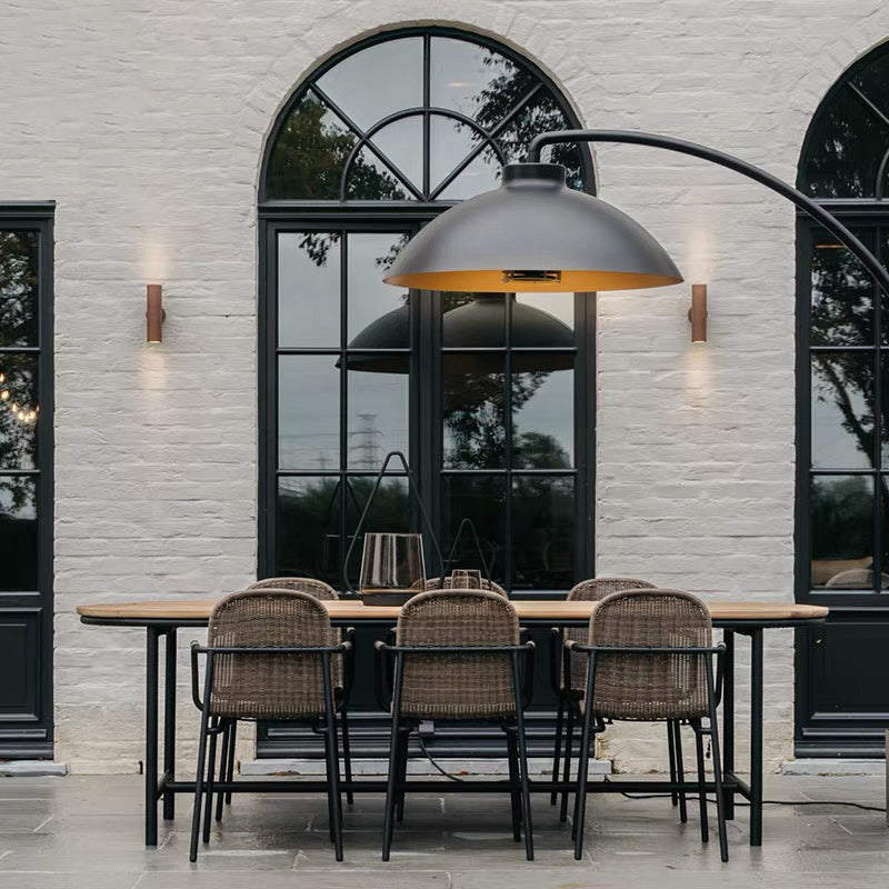 Industrial Patio Dining Side Chair in Brown Aluminum 30.7" High