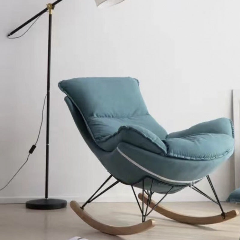 Classic Rocker Chair Pure Color Indoor Velvet Rocking Chair with Dark legs