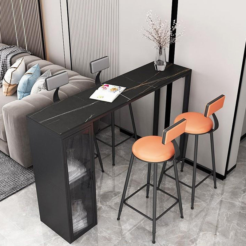 Industrial Sintered Stone 1/2/5 Pieces Bar Table Set Rectangle Bar Table with Metal Legs