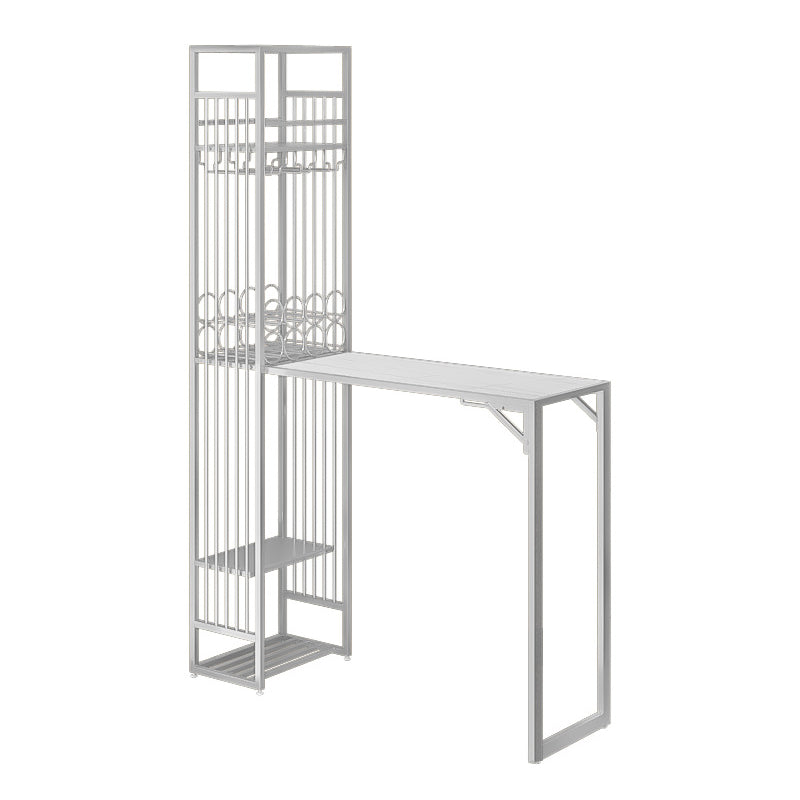 Glam Rectangle Bar Set 1/2 Pieces Self-Storing Leaf Pub Table with Upholstered Stool