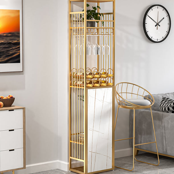 Glam Rectangle Bar Set 1/2 Pieces Self-Storing Leaf Pub Table with Upholstered Stool