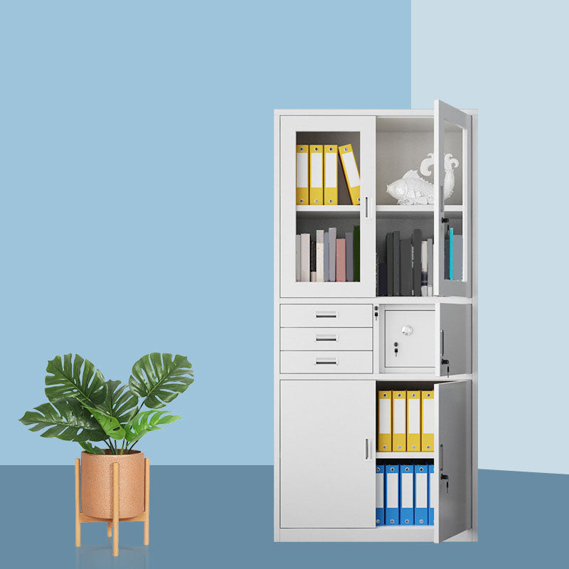 Modern File Cabinet Steel Adjustable Storage Shelves and Locking Drawers Cabinet