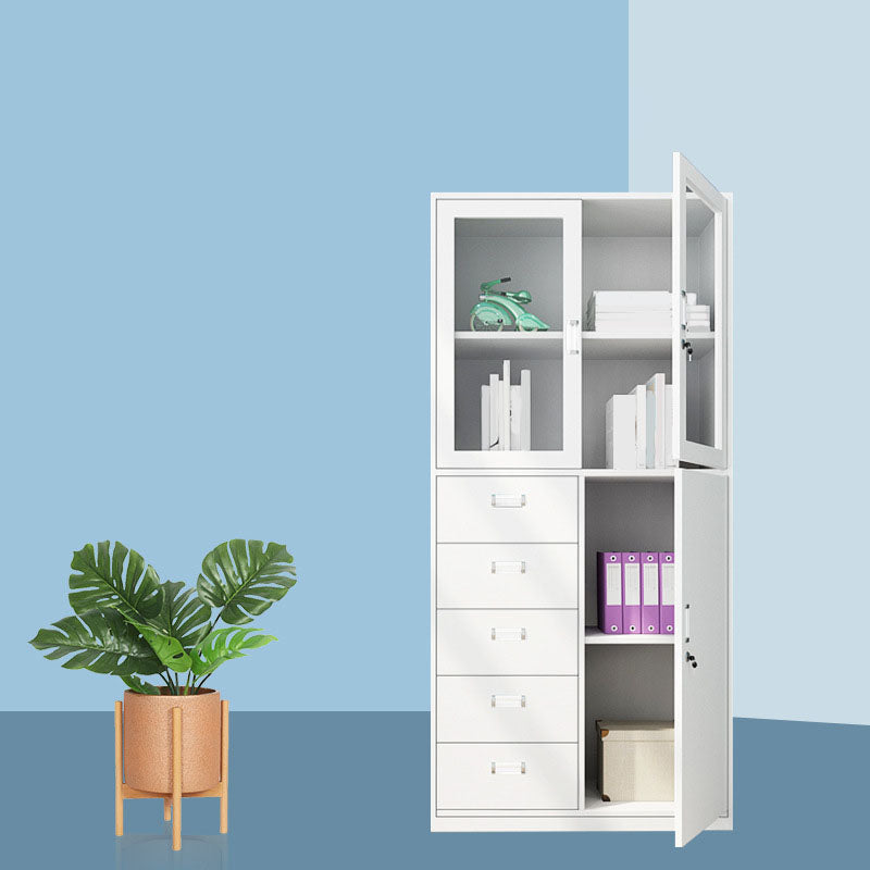 Modern File Cabinet Steel Adjustable Storage Shelves and Locking Drawers Cabinet