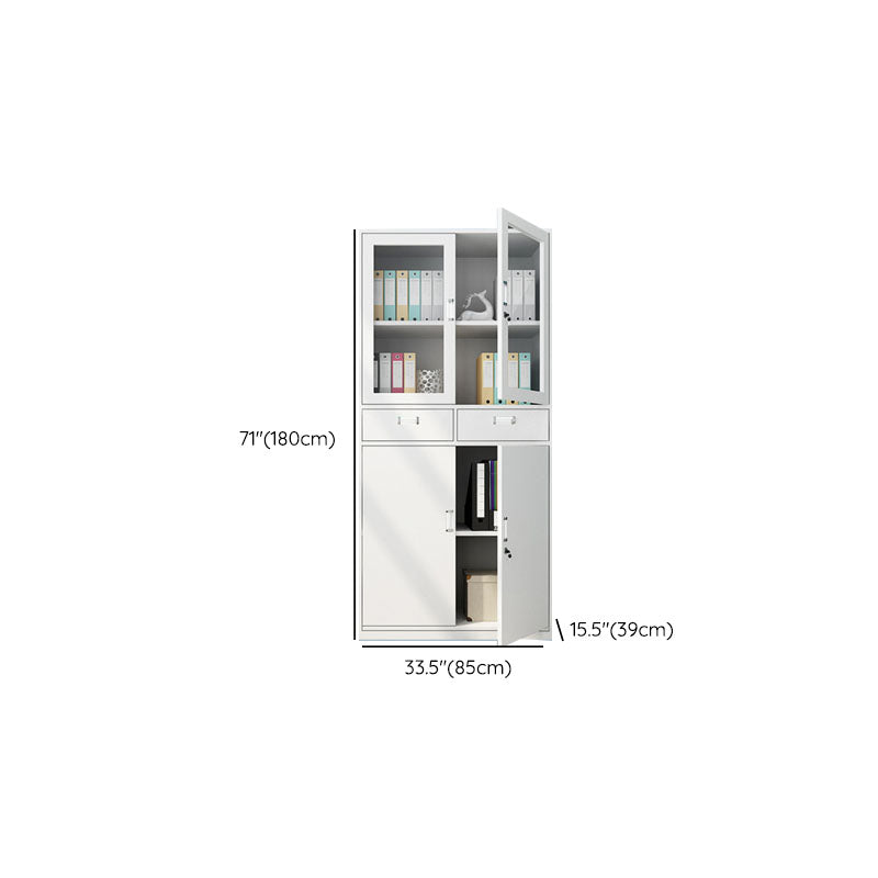 Modern File Cabinet Steel Adjustable Storage Shelves and Locking Drawers Cabinet