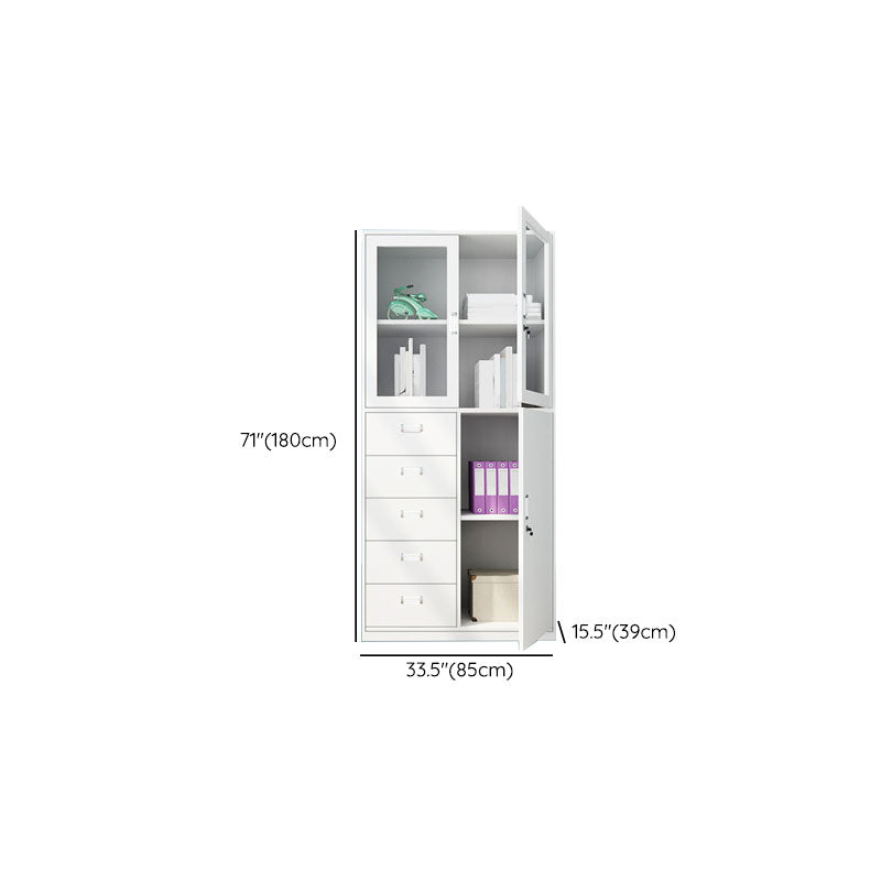 Modern File Cabinet Steel Adjustable Storage Shelves and Locking Drawers Cabinet
