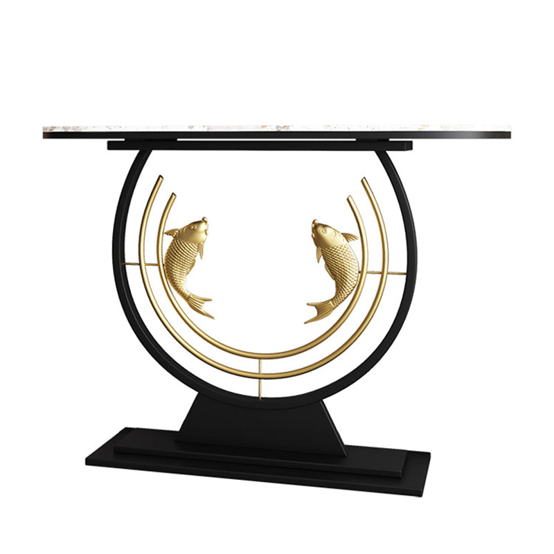 31.5" H Modern Console Accent Table Antique Finish Half Moon Console