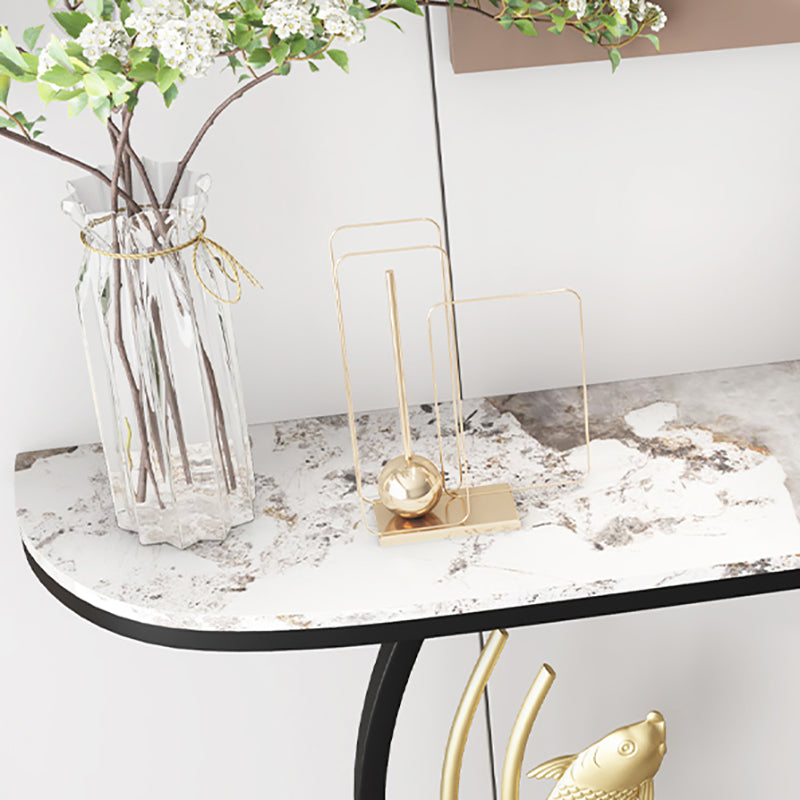 31.5" H Modern Console Accent Table Antique Finish Half Moon Console