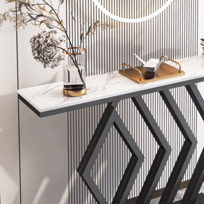 Glam Stone Console Table Rectangle Console Sofa Table for Hall