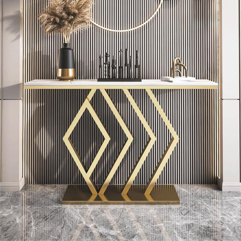 Glam Stone Console Table Rectangle Console Sofa Table for Hall