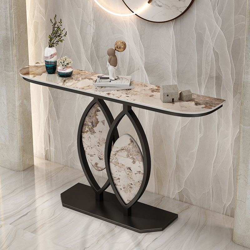 Glam Stone Console Table Scratch Resistant End Table for Hall