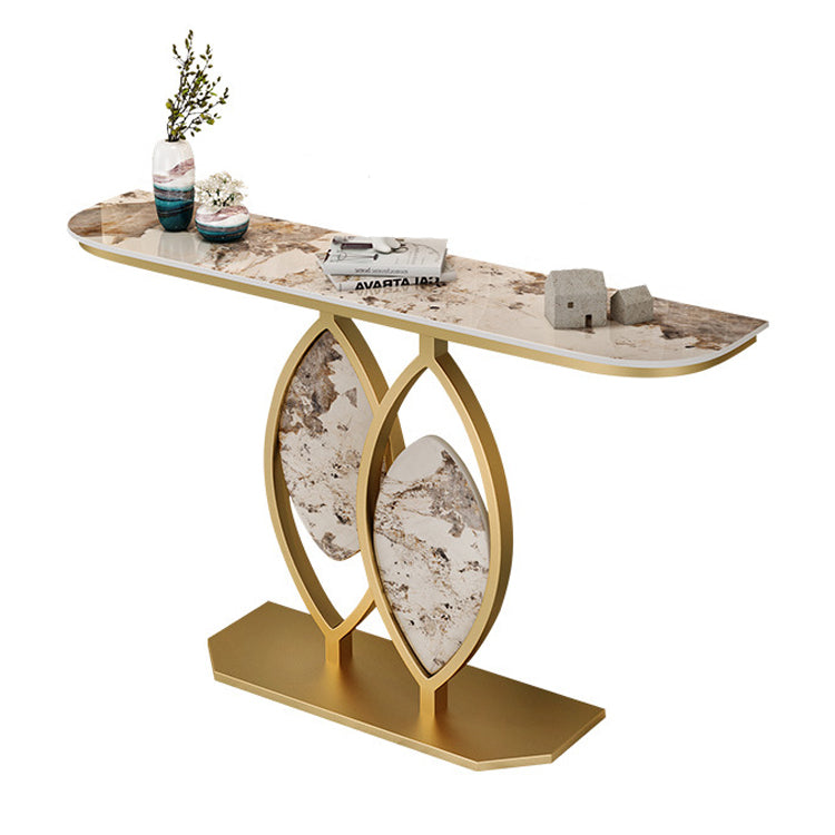 Glam Stone Console Table Scratch Resistant End Table for Hall