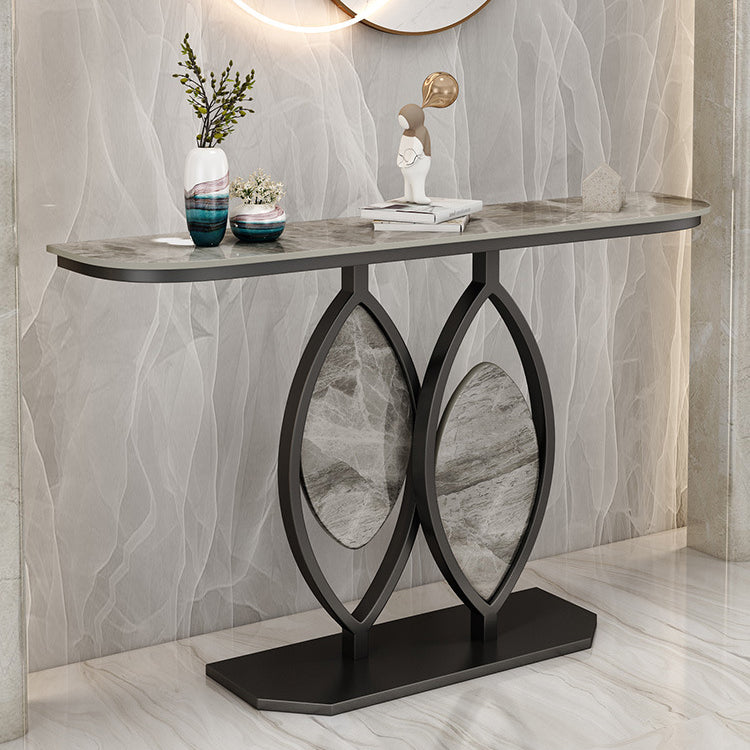 Glam Stone Console Table Scratch Resistant End Table for Hall