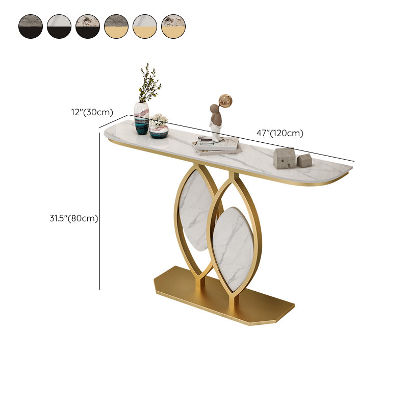 Glam Stone Console Table Scratch Resistant End Table for Hall