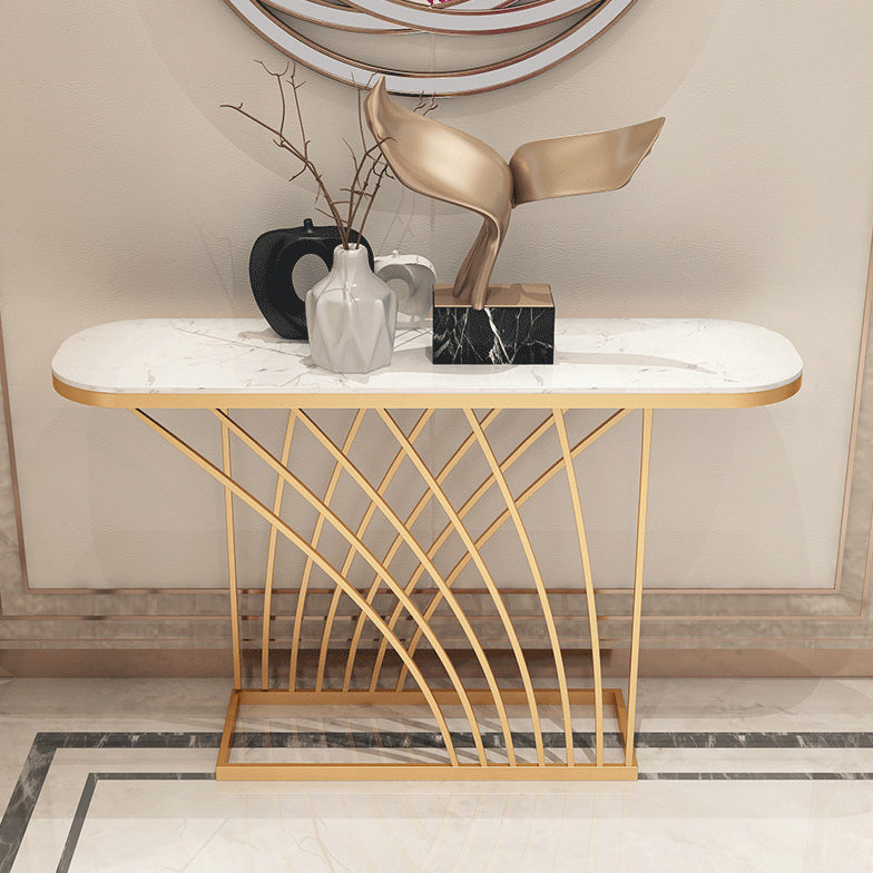 Glam Marble Console Sofa Table Gold Frame Accent Table for Hall