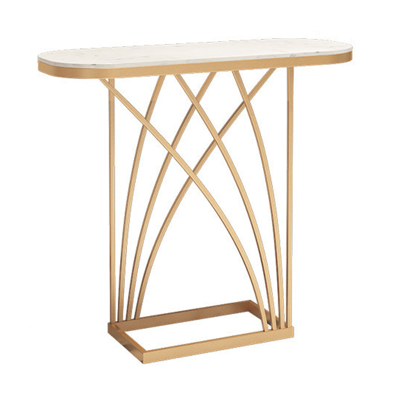 Glam Marble Console Sofa Table Gold Frame Accent Table for Hall