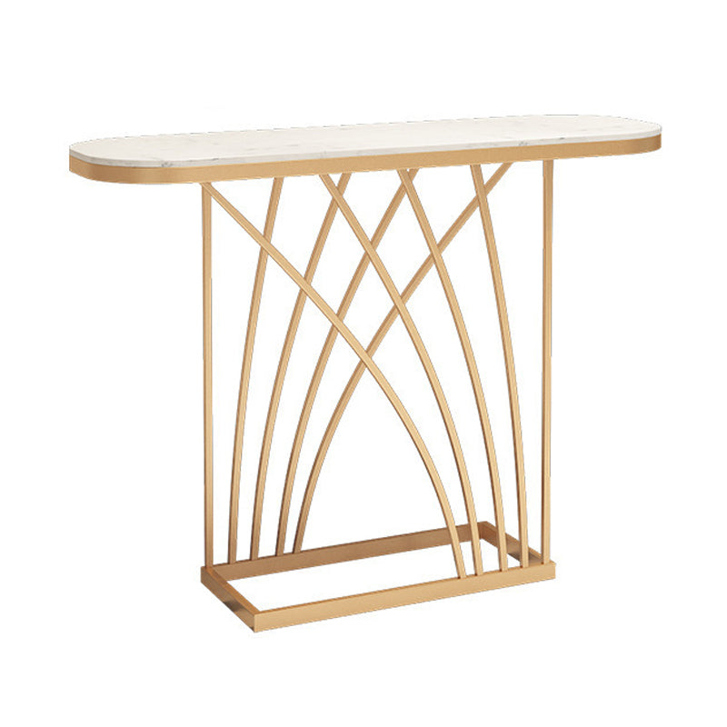 Glam Marble Console Sofa Table Gold Frame Accent Table for Hall