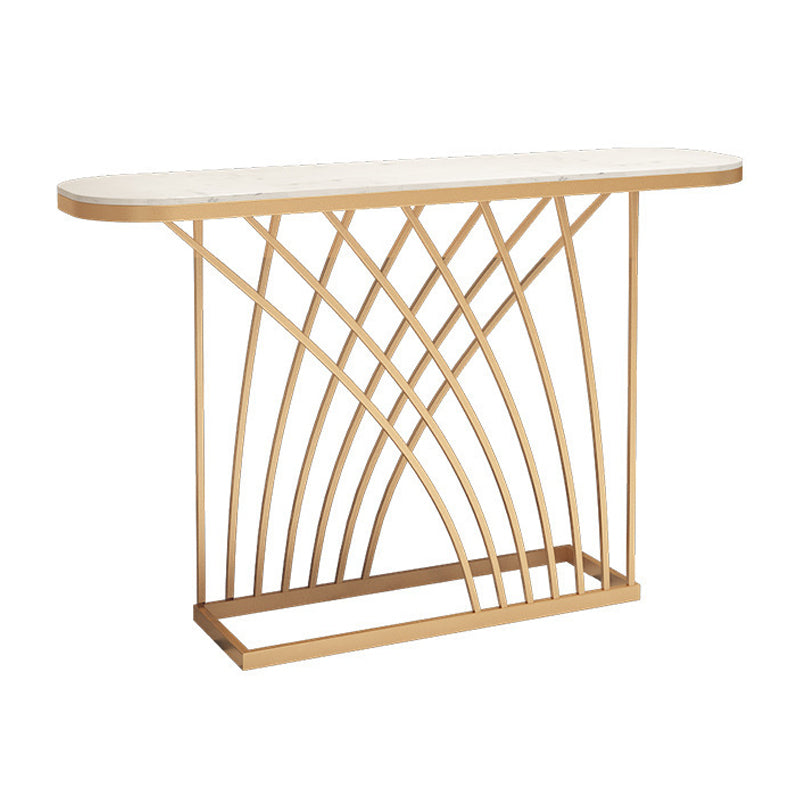 Glam Marble Console Sofa Table Gold Frame Accent Table for Hall