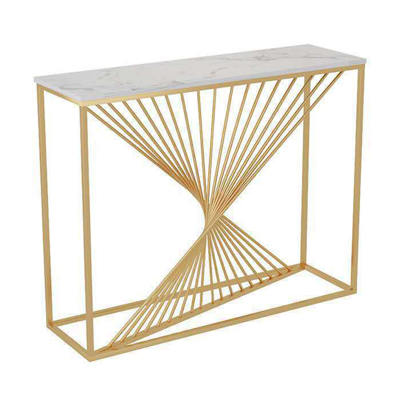 Glam Marble Console Sofa Table Gold Frame Accent Table for Hall