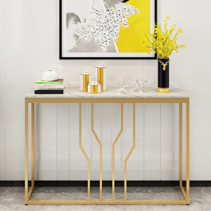 Glam Marble Console Sofa Table Gold Frame Accent Table for Hall