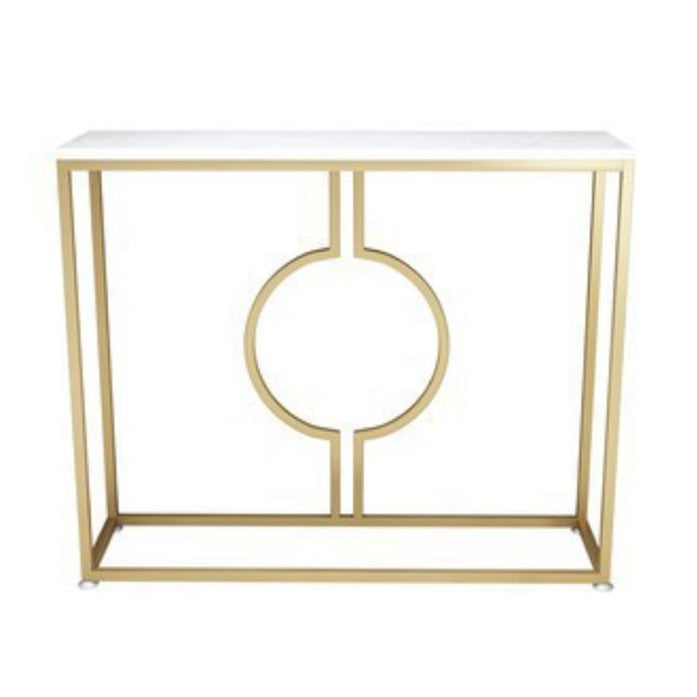 Glam Marble Console Sofa Table Gold Frame Accent Table for Hall