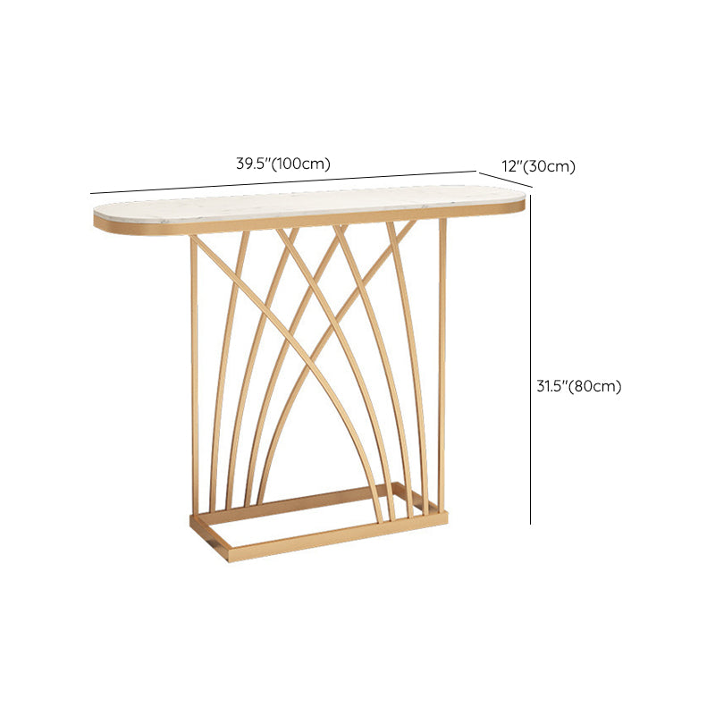 Glam Marble Console Sofa Table Gold Frame Accent Table for Hall