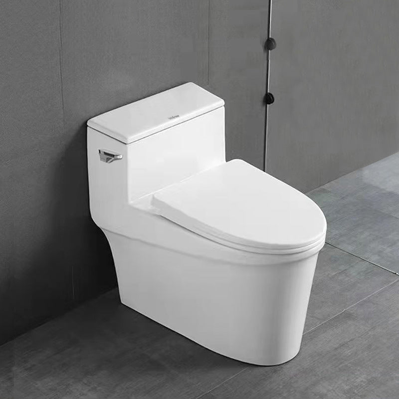 Glossy White Ceramic Toilet Bowl Modern Indoor All-In-One Toilet