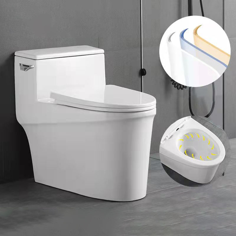 Glossy White Ceramic Toilet Bowl Modern Indoor All-In-One Toilet