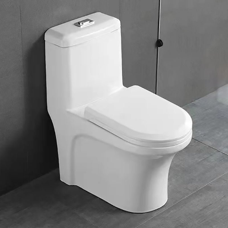 Glossy White Ceramic Toilet Bowl Modern Indoor All-In-One Toilet