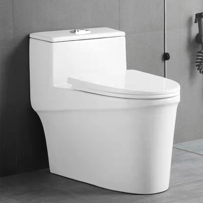Glossy White Ceramic Toilet Bowl Modern Indoor All-In-One Toilet