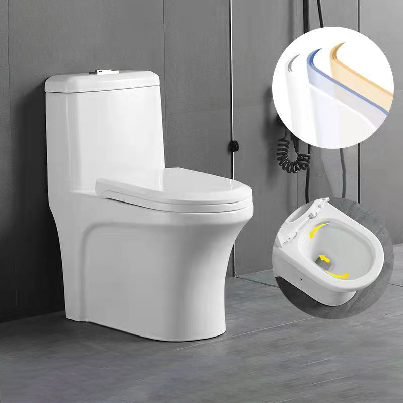 Glossy White Ceramic Toilet Bowl Modern Indoor All-In-One Toilet