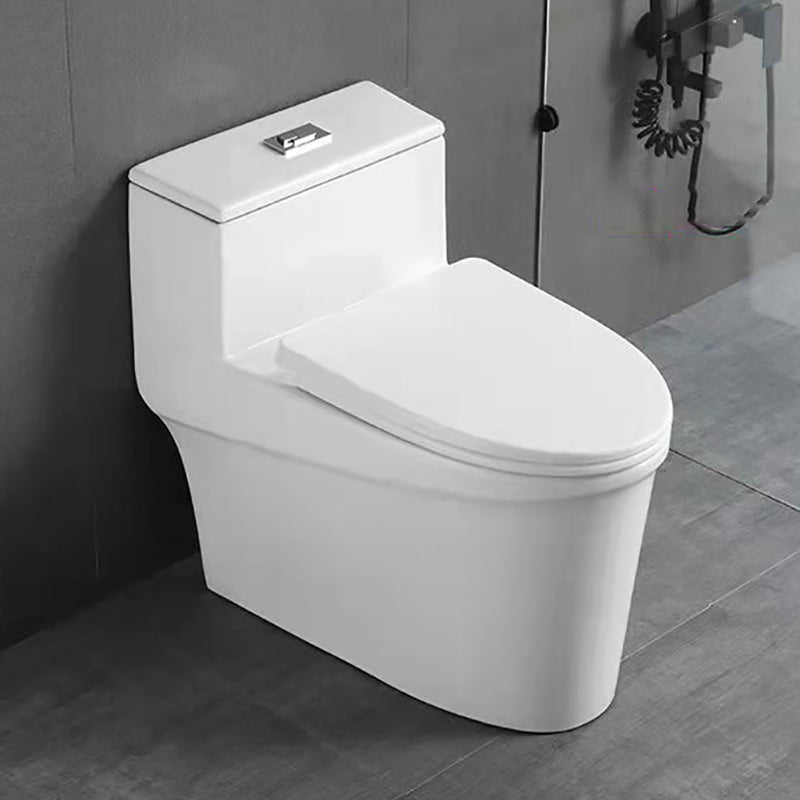 Glossy White Ceramic Toilet Bowl Modern Indoor All-In-One Toilet
