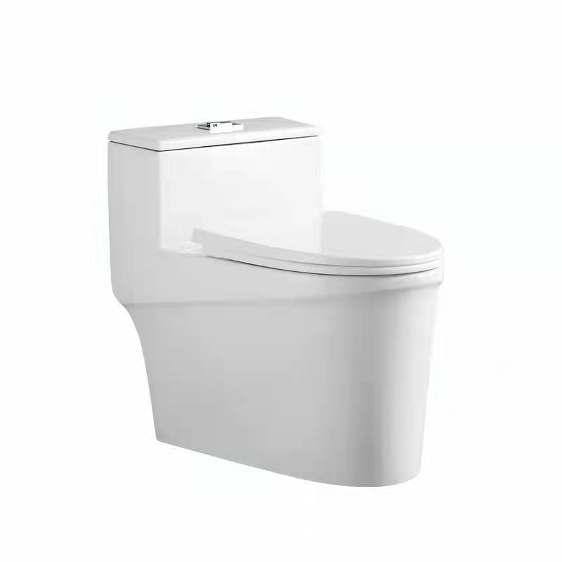 Glossy White Ceramic Toilet Bowl Modern Indoor All-In-One Toilet