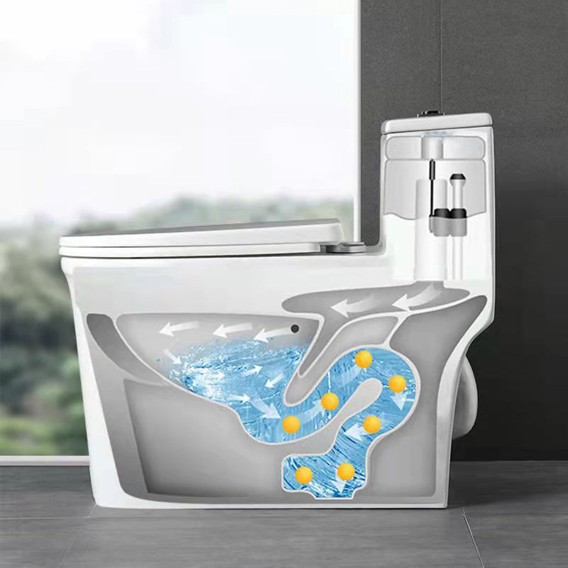 Glossy White Ceramic Toilet Bowl Modern Indoor All-In-One Toilet
