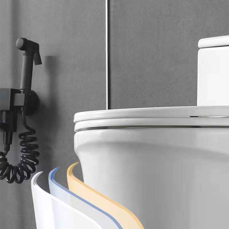 Glossy White Ceramic Toilet Bowl Modern Indoor All-In-One Toilet