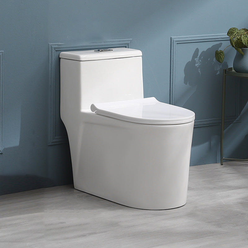 White Ceramic All-In-One Toilet Modern Floor Mounted Toilet Bowl
