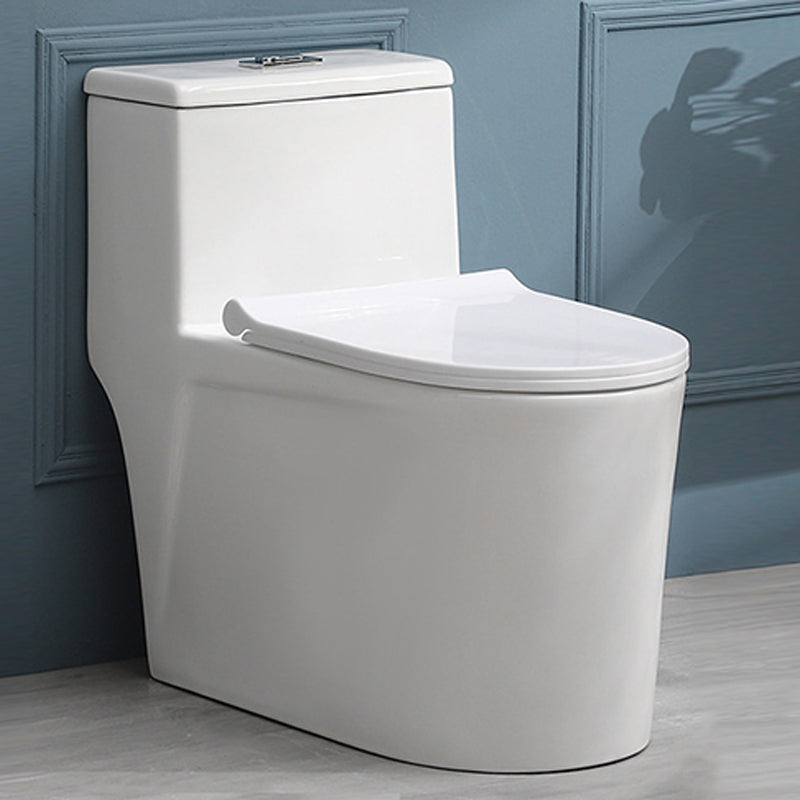 White Ceramic All-In-One Toilet Modern Floor Mounted Toilet Bowl