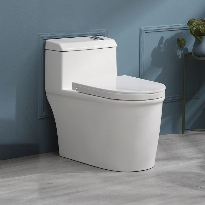 White Ceramic All-In-One Toilet Modern Floor Mounted Toilet Bowl