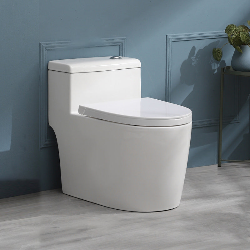 White Ceramic All-In-One Toilet Modern Floor Mounted Toilet Bowl
