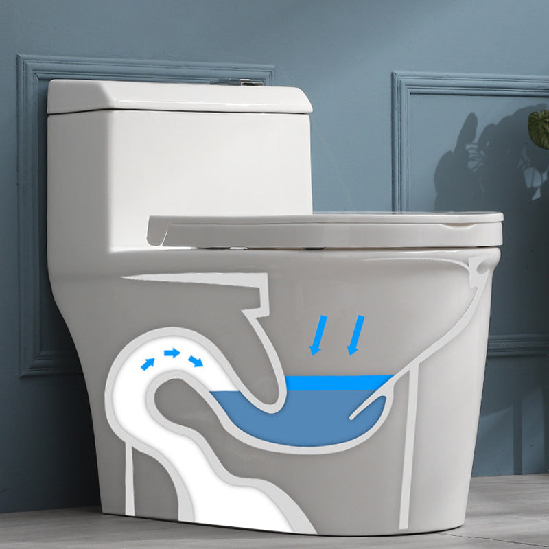 White Ceramic All-In-One Toilet Modern Floor Mounted Toilet Bowl