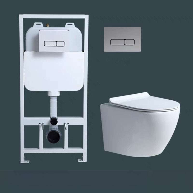 Modern Wall Mount Toilet Bowl 1-Piece Urine Toilet with Slow Close Seat for Washroom