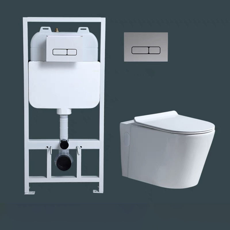 Modern Wall Mount Toilet Bowl 1-Piece Urine Toilet with Slow Close Seat for Washroom