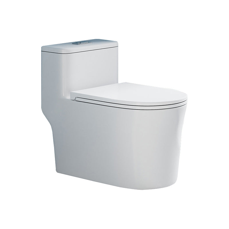 Glossy White Toilet with Glazed Surface Modern All-In-One Toilet Bowl
