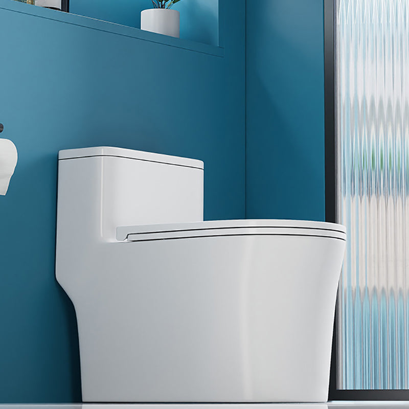 Glossy White Toilet with Glazed Surface Modern All-In-One Toilet Bowl