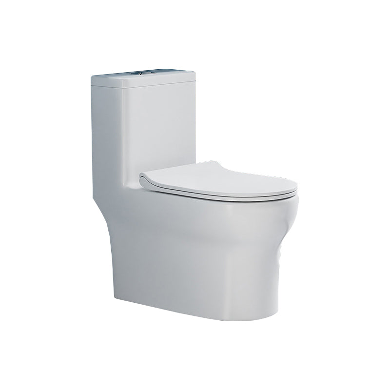 Glossy White Toilet with Glazed Surface Modern All-In-One Toilet Bowl