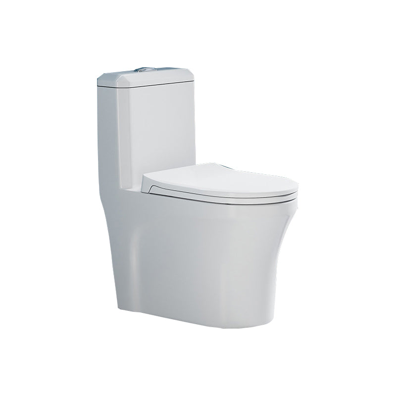 Glossy White Toilet with Glazed Surface Modern All-In-One Toilet Bowl