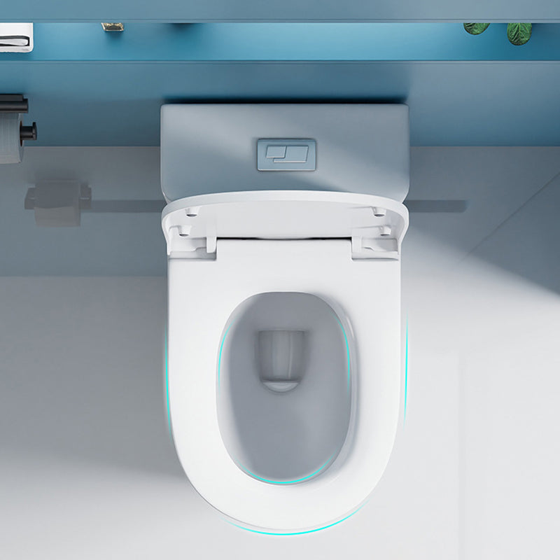 Glossy White Toilet with Glazed Surface Modern All-In-One Toilet Bowl