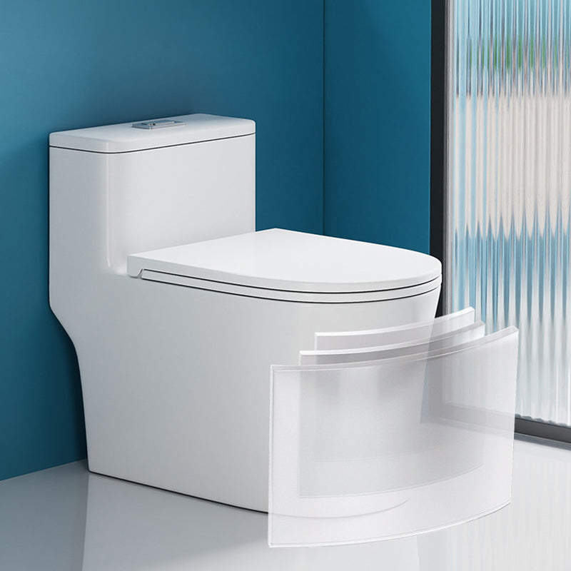 Glossy White Toilet with Glazed Surface Modern All-In-One Toilet Bowl