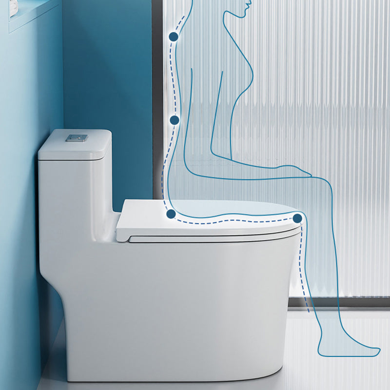 Glossy White Toilet with Glazed Surface Modern All-In-One Toilet Bowl