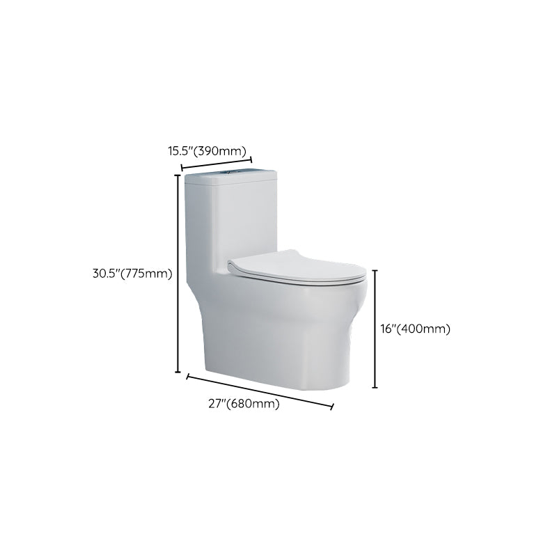 Glossy White Toilet with Glazed Surface Modern All-In-One Toilet Bowl
