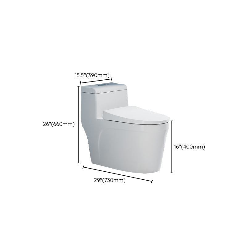 Glossy White Toilet with Glazed Surface Modern All-In-One Toilet Bowl